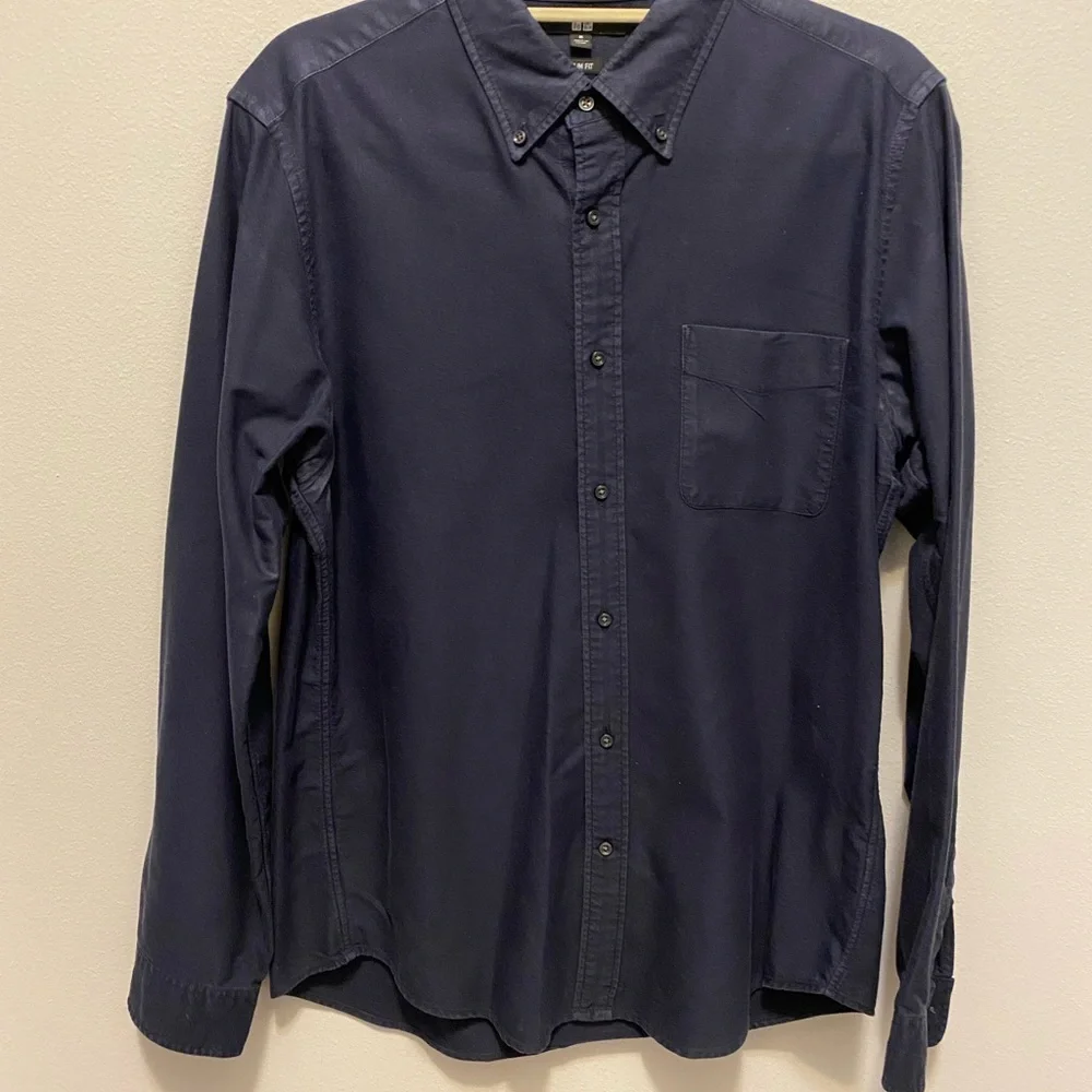 Men’s navy blue 1=UNI QLD slim fit size M button down shirt - Picture 3 of 13
